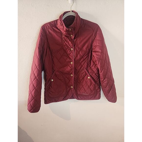 Eddie Bauer Jackets & Blazers - Eddie Bauer Womens Quilted Burgundy Button Lightweight Jacket Size Medium M